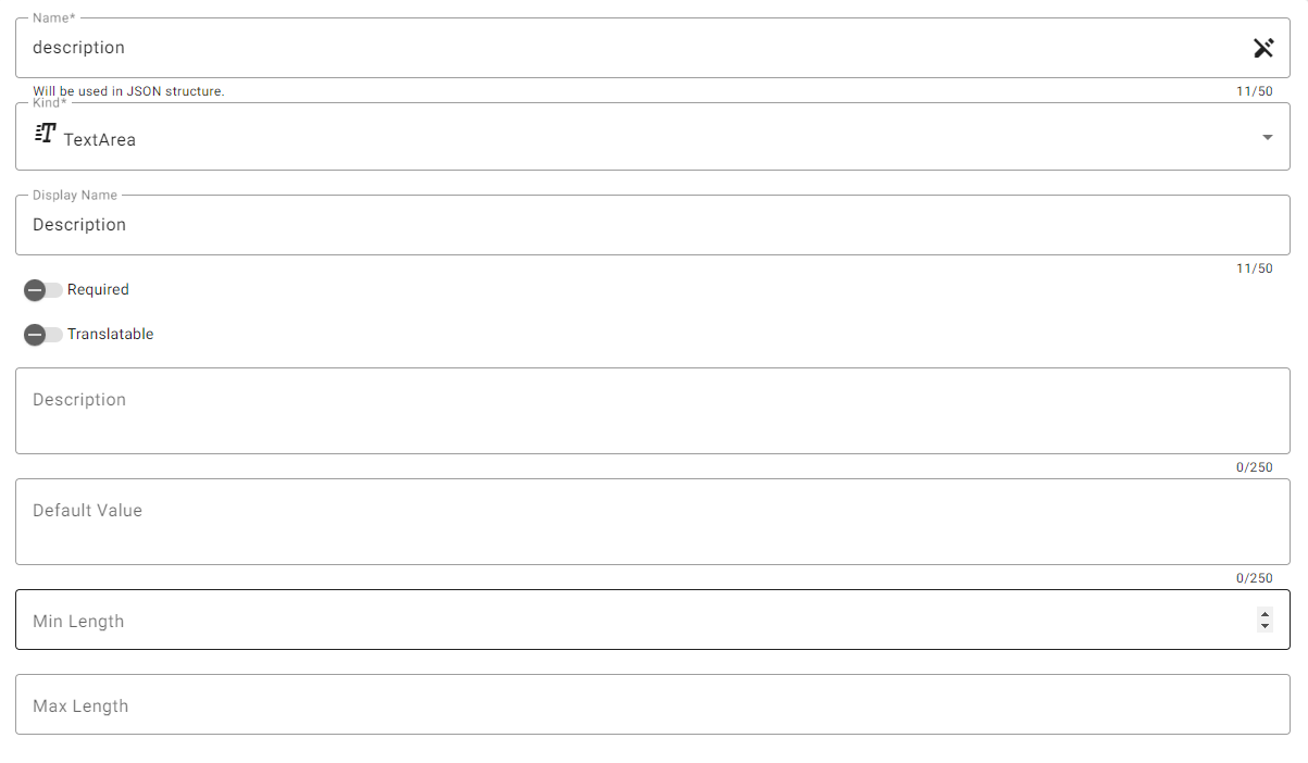 Schema TextArea Kind