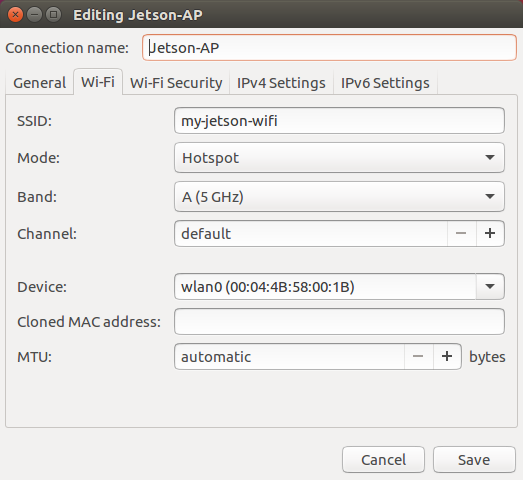 Jetson Wi-Fi Settings