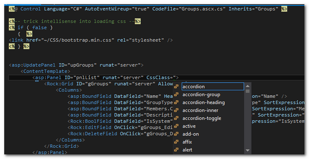 Intellisense css